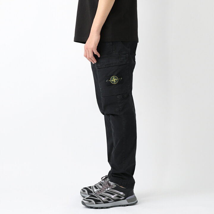 ストーンアイランド] パンツ スーピマコットン カーゴパンツ ブラック  