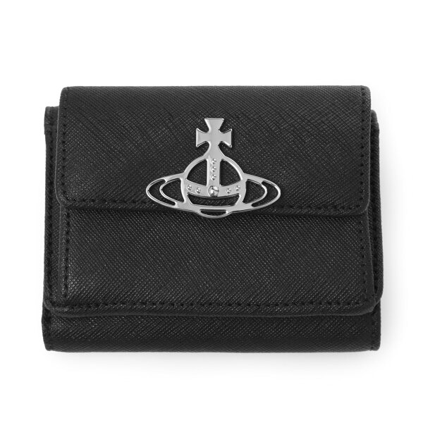 【最大300%ポイント還元! 確率1/2! 9/10限定!※要エントリー】ヴィヴィアンウエストウッド Vivienne Westwood 3つ折り財布 小銭入れ付き ブラック メンズ レディース SMALL FLAP PURSE【返品送料無料】[2026AW]