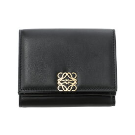 ロエベ LOEWE 3つ折り財布 小銭入れ付き ブラック レディース c821tr2x10 1100 ANAGRAM PUFFER TRIFOLD WALLET【返品送料無料】[2025AW]