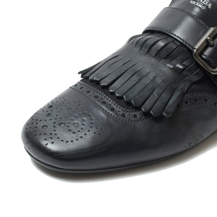 楽天市場】プラダ PRADA シングルモンクストラップ シューズ ブラック 