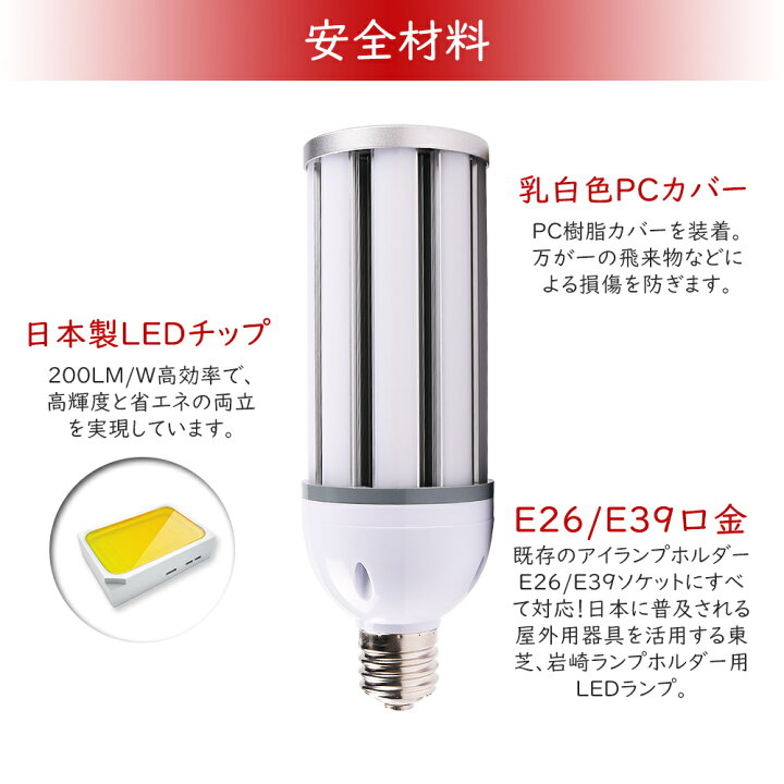 楽天市場】【特売10本】LEDコーンライト 38W 電球色 昼白色 昼光色 E39 