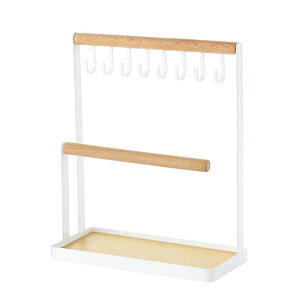 ジュエリー収納 鍵置き アクセサリースタンド キーフックスタンド ネックレス収納ホルダー キー(鍵)・指輪・イヤリング・ブレスレット・バングル・腕時計 収納ラック トレイ 木製 ディ