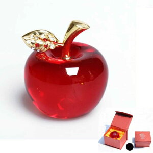 【ポイント5倍】りんご型 水晶 りんご クリスタル 置物 オブジェ 風水 インテリア おしゃれ 美しい リンゴ型 水晶風 オブジェ インテリア 玄関 リビング キラキラの葉 フルーツ窓際 輝き ガ