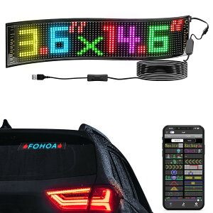 LED電光掲示板 柔軟 折りたたみ式 車載 店舗 看板 14.6"x3.6" RGB LEDサインボード 多言語?示 USB カラーサイン スクロールメッセージボード パネルカーサインディスプレイ Bluetooth アプリコントロ