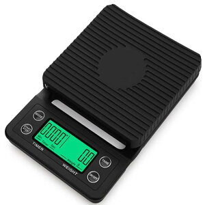 コーヒースケール キッチンスケール デジタルスケール スケール はかり 計量器 電子スケール 電子天秤 0.1g単位 5kg タイマー機能付き ブラック