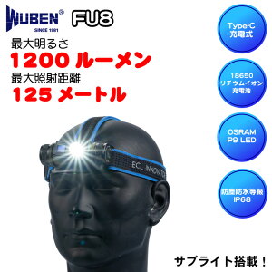 WUBEN LED �[�d�� �w�b�h���C�g�@LED �h�� �o�R ���邳�ő�1200���[���� �A�E�g�h�A �L�����v ��d �h�Њ��S�h���@���邢�yPSE�擾�ρz�i�ԁyFU8�z