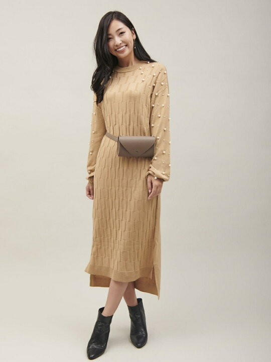楽天市場 Rakuten Fashion Sale 30 Off パールスリーブニットワンピース Dress ドレス Million Carats ミリオンカラッツ アウトレット ワンピース ニットワンピース ベージュ グレー ブラック Rba E 送料無料 Million Carats ミリオンカラッツ