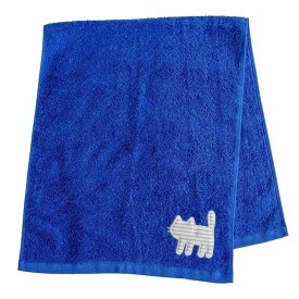 オカ(OKA) うちねこ タオル 約33cm×80cm ブルー (フェイスタオル 猫柄 かわいい トイレシリーズ)
