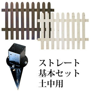 フェンス 木製 【送料無料】【ピケットフェンス ストレート基本セット 土中用 SFPS1200F-UB】 ガーデンフェンス ガーデニングフェンス ウッドフェンス 目隠し