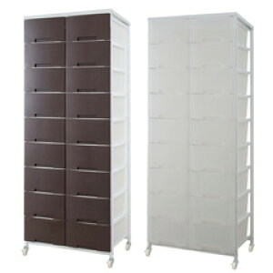 \ページ限定・マジッククロス付/ プラスチック 棚 引き出し キャスター付き 【送料無料・日本製】【大量収納プラスチックチェスト 2列×9段】 衣装収納ケース 衣類ケース 国産品 プラス