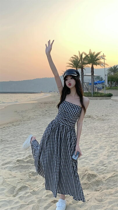 楽天市場】ギャザーフロントベアギンガムワンピース チェック柄 ベア  