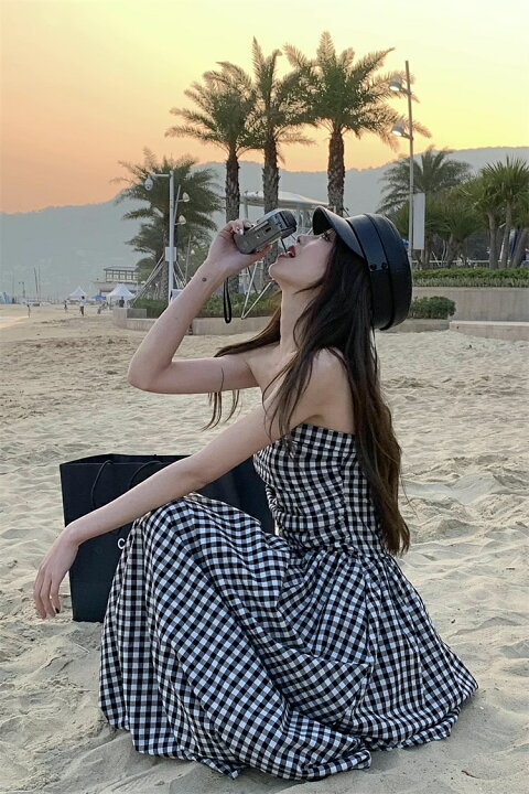 楽天市場】ギャザーフロントベアギンガムワンピース チェック柄 ベア  