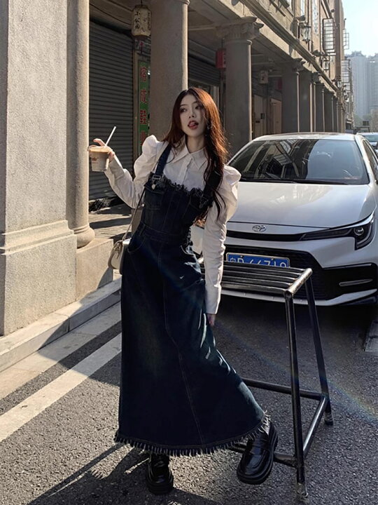 楽天市場】【セット】デニムワンピース＋ホワイトシャツ. セットアップ  