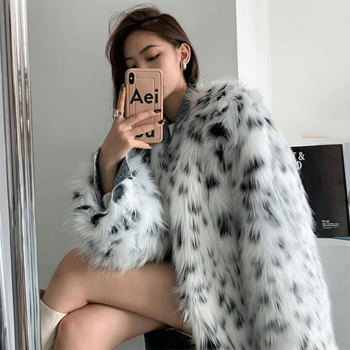 楽天市場】レオパード柄 ファーコート 毛皮 コート ジャケット  