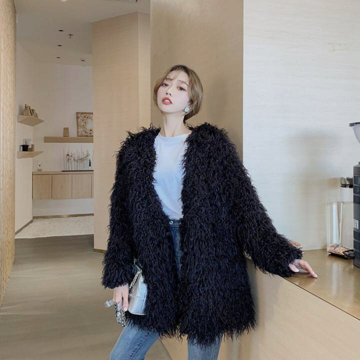 楽天市場】フェイクファーコート シャギーファーコート ファーコート 