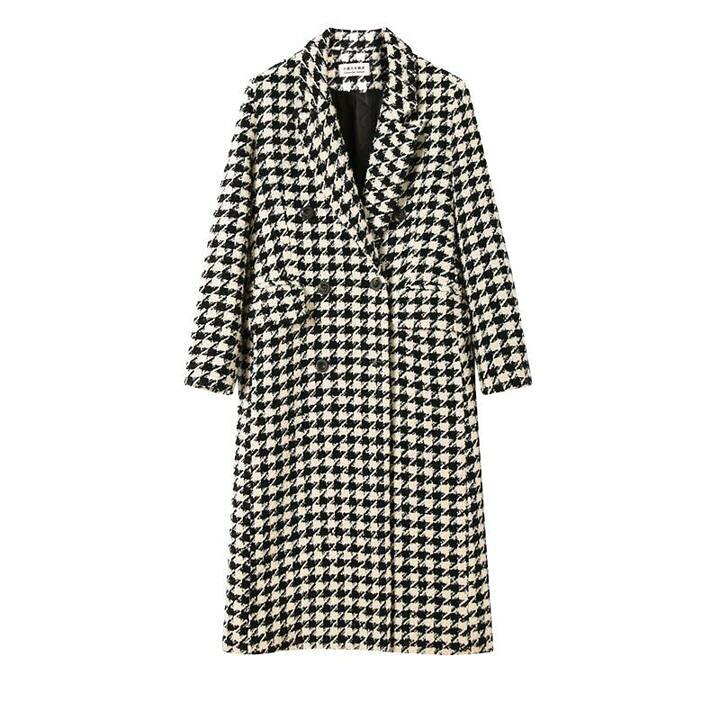 楽天市場】千鳥格子ロングコート ウールコート チェックコート ロング 