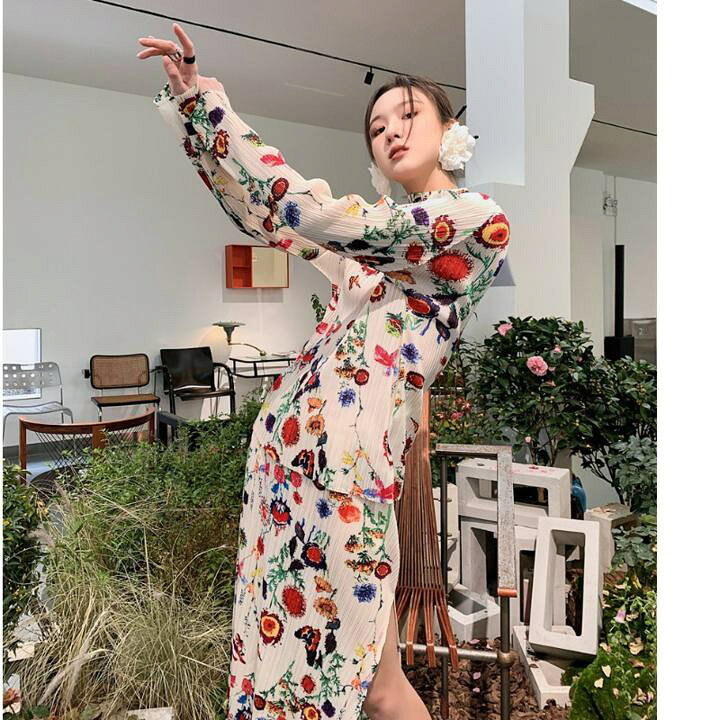 楽天市場】【セットアップ】花柄 プリーツ 長袖トップス＋プリーツ 