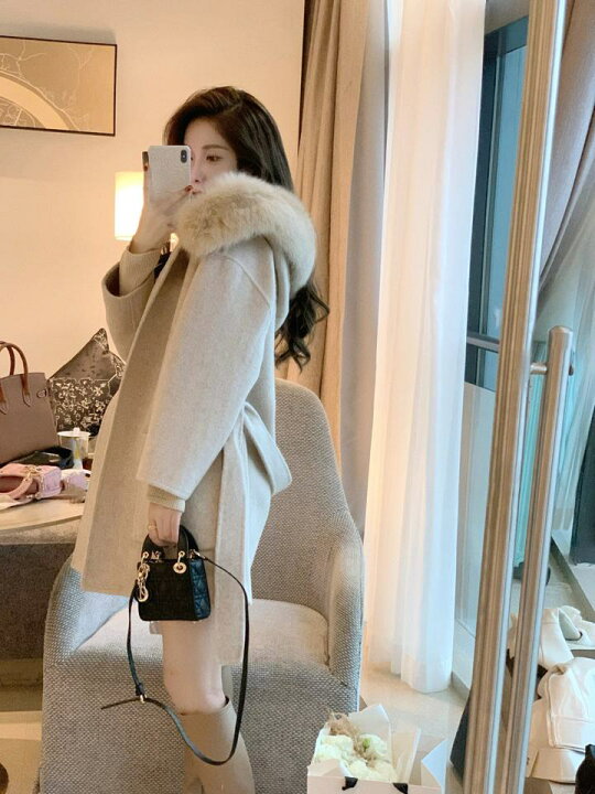 楽天市場】ファーフード付きウールコート ミドルコート ウールコート  