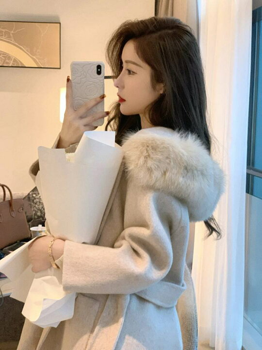 楽天市場】ファーフード付きウールコート ミドルコート ウールコート  