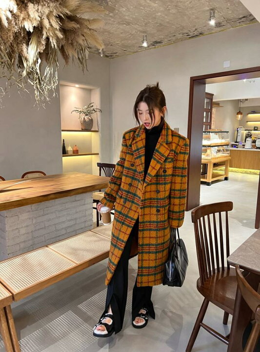 楽天市場】チェック柄ウールコート チェスターコート. ロングコート 