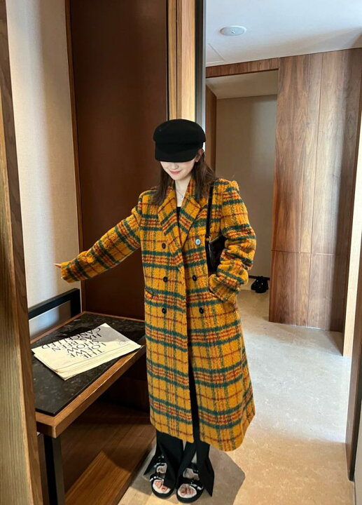 楽天市場】チェック柄ウールコート チェスターコート. ロングコート 