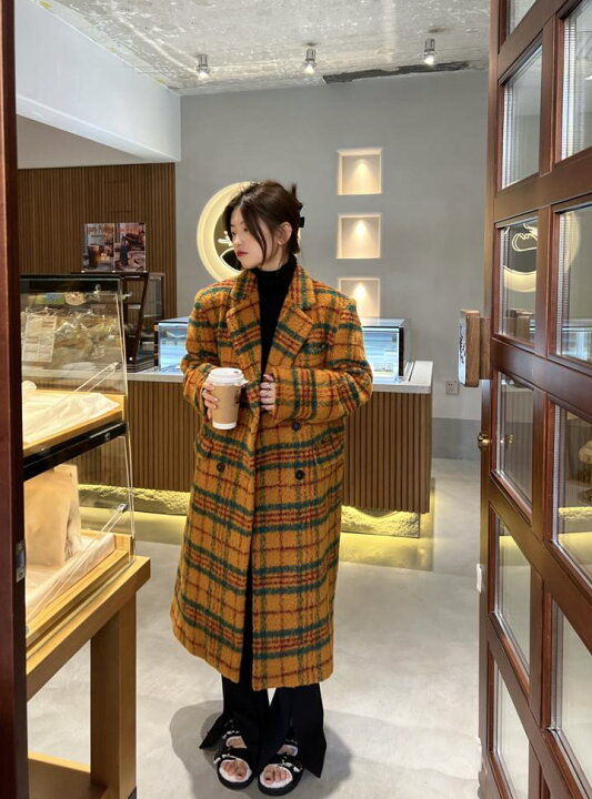 楽天市場】チェック柄ウールコート チェスターコート. ロングコート 