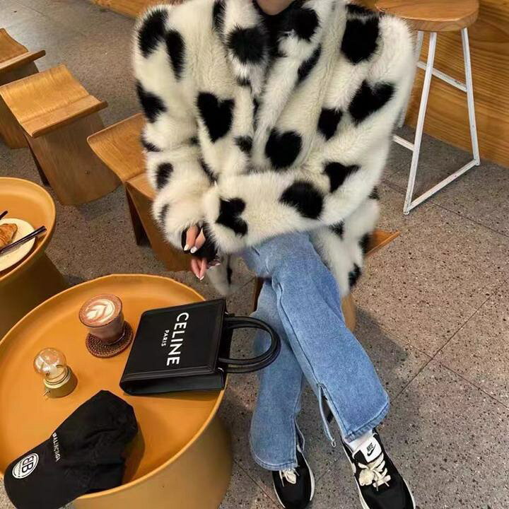 楽天市場】ハート柄 エコファーコート フェイクファーコー ファー  