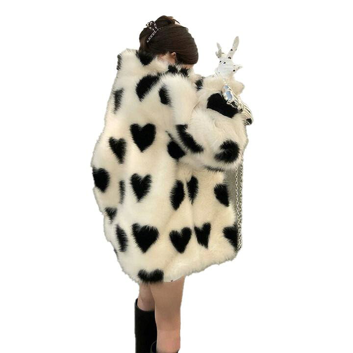 楽天市場】ハート柄 エコファーコート フェイクファーコー ファー  