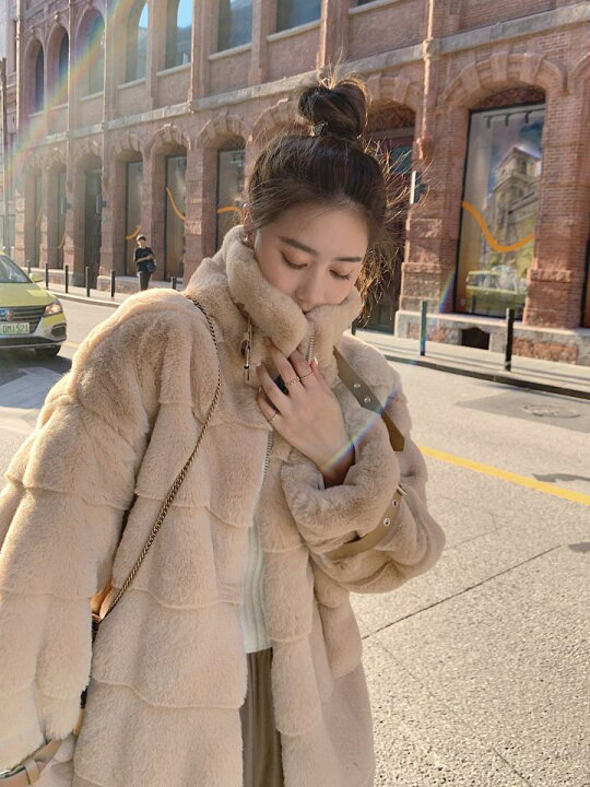 韓国デザイン♡ふわふわ❤️ファージャケットアウタートップスニット 