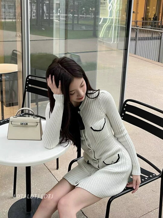 楽天市場】ビジューリボンニットワンピース ビックリボン ニット  