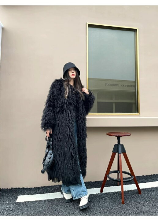 楽天市場】ロングファーコート フェイクファー ロングファーコート 