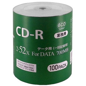 HIDISC CD-R for DATA 700MB データ用 100枚 シュリンクecoパック 100枚 2-52倍速対応 CR80GP100_BULK/スポーツ/記念/撮影/録画/記録