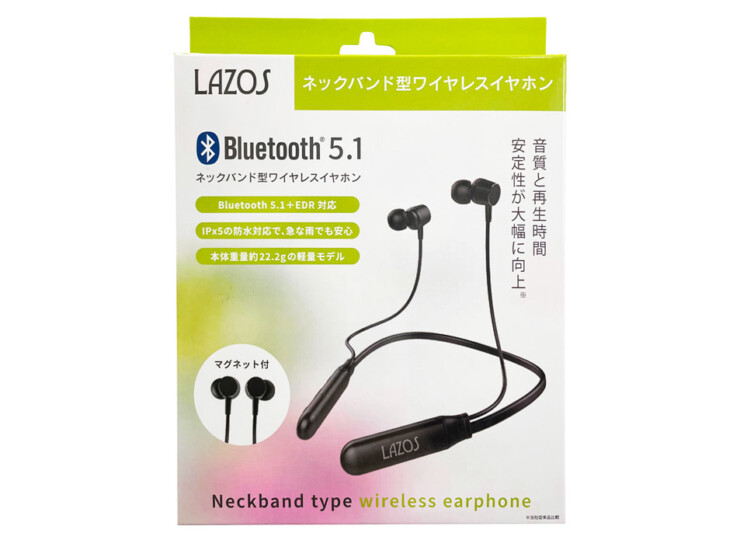 LAZOS ネックバンド型Bluetoothワイヤレスイヤホン ブラック L-BTE-BK MCO