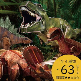 【新発売記念価格】 紙製立体パズル ティラノサウルス トリケラトプス ヴェロキラプトル ステゴサウルス 大人 ペーパーパズル 紙製 ペーパークラフト 模型 プラモデル 3D 知育玩具 プレゼント 工作キット 小学生