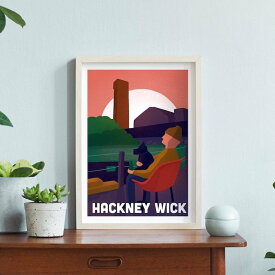 Hackney Wick A3 アート ポスター ハックニーウィック 北欧 イラスト 夕日 夕焼け 景色 チェアー 旅行 観光 ヨーロッパ ポップ カラフル リビング インテリア オシャレ 部屋 カフェ トイレ かわいい ホテル 玄関 壁掛け オススメ 人気 イギリス ロンドン ポップ Art Poster