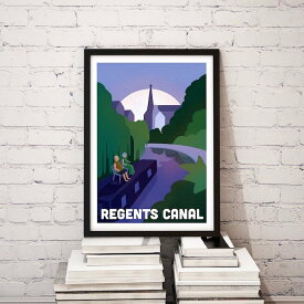 Regents Canal A3 アート ポスター リージェント運河 北欧 イラスト 景色 自然 山 空 ネイチャー 観光 ヨーロッパ ポップ カラフル 北欧 リビング インテリア オシャレ 部屋 カフェ トイレ かわいい ホテル 玄関 壁掛け オススメ 人気 イギリス ロンドン ポップ Art Poster