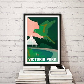 Victoria Park A3 アート ポスター ビクトリアパーク 北欧 イラスト 景色 自然 鳥 公園 観光 ヨーロッパ カラフル リビング インテリア オシャレ 部屋 カフェ トイレ かわいい ホテル 玄関 壁掛け オススメ 人気 イギリス ロンドン ポップ Art Poster