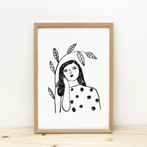 WOMAN and BRANCH B&W Illustration Art Print A4 A[g |X^[  CXg Vv mg[  i` tFCX k rO IV   JtF gC 킢 ze Ǌ| 