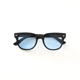 ウェリントン カラーレンズ サングラス ブラック フレーム (ブルー) | レディース メンズ だてめがね 黒ぶちメガネ ケース付き