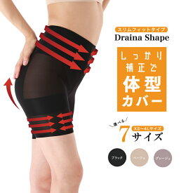 ドレナシェイプ ガードル 体型カバー 薄手 スリムフィット 大きいサイズ 薄型 薄手 ハイウエスト 3分丈 ぽっこりお腹 引き締め 着圧ガードル 補正下着 骨盤補正 ヒップアップ 産後 ペチコート 姿勢 丸まらない 苦しくない 大きいサイズ 腰 下着 響かない 汗ガード 夏