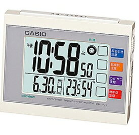 カシオ 電波時計 置時計 デジタル 目覚まし時計 コンパクト おしゃれな ホワイト 白 (CL15JU07) シンプルな 大型液晶 アラーム スヌーズ 日付 曜日 カレンダー 温度 湿度計 夜間 見やすい LED ライト付き CASIO 小型 電波 置き時計