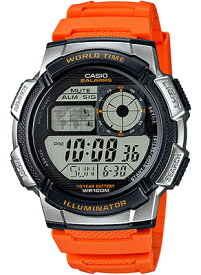 カシオ スポーツウォッチ 10気圧防水 メンズ デジタル ランニングウオッチ 腕時計 オレンジ(AE16FBP-304ORG)カウントダウンタイマー ストップウォッチ ランニングウォッチ LEDライト付き CASIO 海外限定 マラソン ランニング 時計