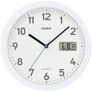 カシオ 電波時計 壁掛け時計 デジタル アナログ 掛け時計 おしゃれな ホワイト 白 見やすい アラビア数字 (CL18MR01) 日付 曜日 カレンダー 秒針 音がしない 秒針停止機能 CASIO 小型 電波掛時計 
