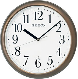 壁掛け時計 電波時計 アナログ 掛け時計 おしゃれな ブラウン 茶 メタリック塗装 見やすい ホワイト 白 文字盤 アラビア数字 セイコー SEIKO 夜間 秒針の音がしない 自動秒針停止機能付き 電波掛け時計 静かな ウォールクロック (SCW17-P3307)