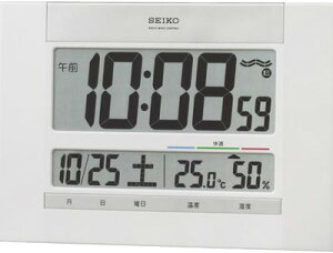 セイコー 電波時計 デジタル 置時計 おしゃれな ホワイト 白パール 日付 曜日 カレンダー 温度 湿度計 快適度表示機能 自立スタンド付き 見やすい 大型液晶 掛置兼用 SEIKO 電波 置き時計 静か