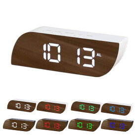 目覚まし時計 LEDデジタル時計 大音量 木目調 おしゃれ 置き時計 カレンダー付き アラーム機能 明るさ調節 温度表示 電池式