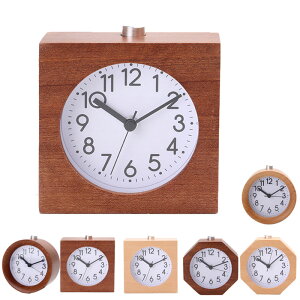 目覚まし時計 時計 大音量 木目調 mini clock 置き時計 目覚まし アラーム機能付き ライト付き ラウンド