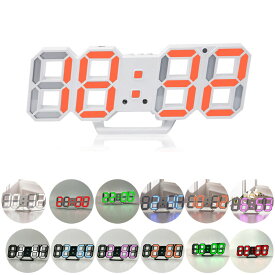 目覚まし時計　LEDデジタル時計 3Dデザイン アラーム機能付き 置き時計 壁掛け時計 明るさ調整 デジタル時計