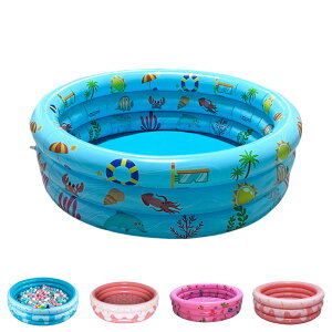 プール 子供用プール ビニールプール ファミリープール 3気室 子供用水遊びプール 家庭用 ラウンドプール 1-2人用 丸型 120cm ベビープール 水遊び 海洋ボールプール ペット用プール 底クッシ