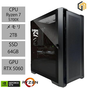 �Q�[�~���OPC MDL.make Ryzen7 5700X / RTX 5060 ���� �f�X�N�g�b�v Windows11 Home ��⎮ �������ESSD�e�ʑI����